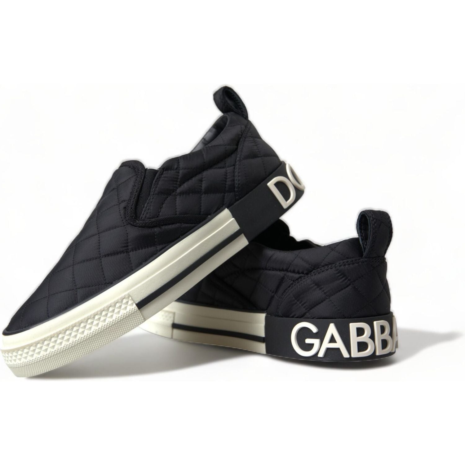 Dolce & Gabbana Black Quilted Slip On Low Top Sneakers Shoes
