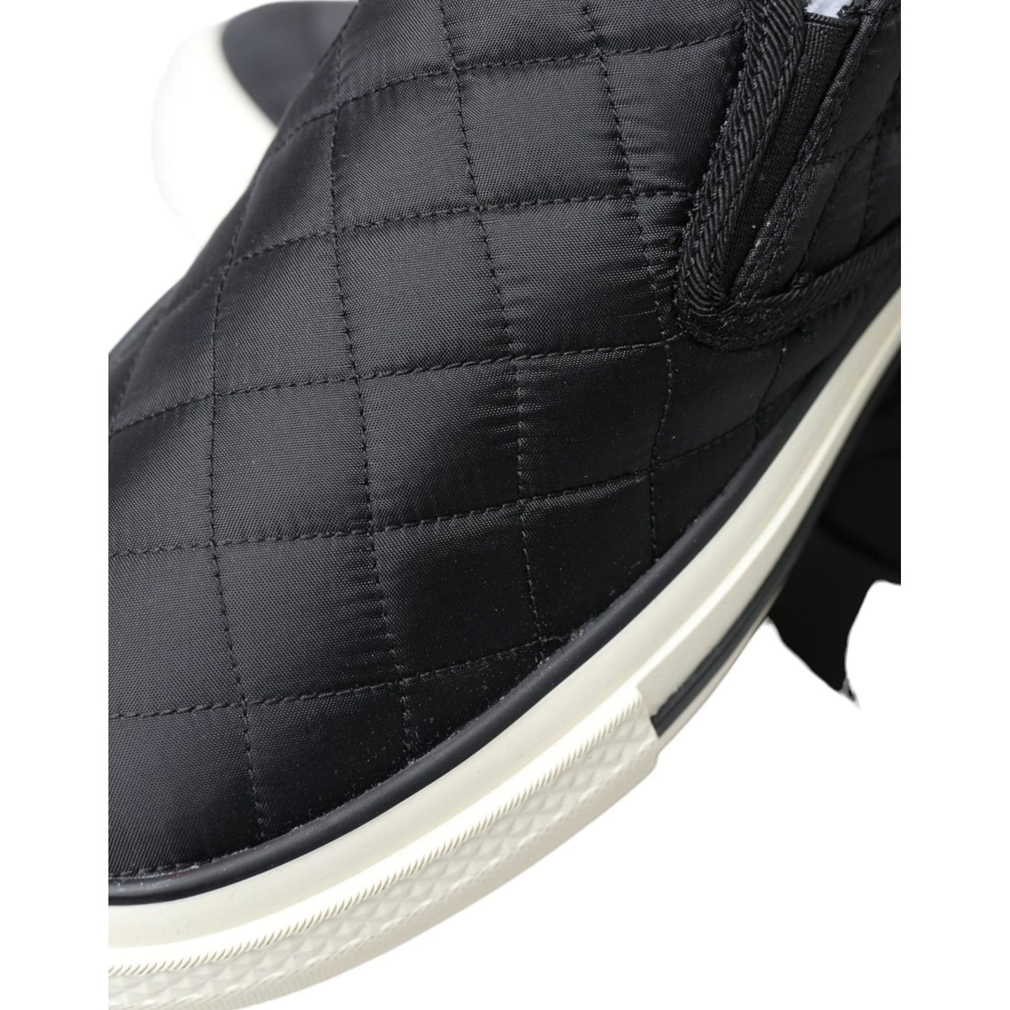 Dolce & Gabbana Black Quilted Slip On Low Top Sneakers Shoes LA10439-35