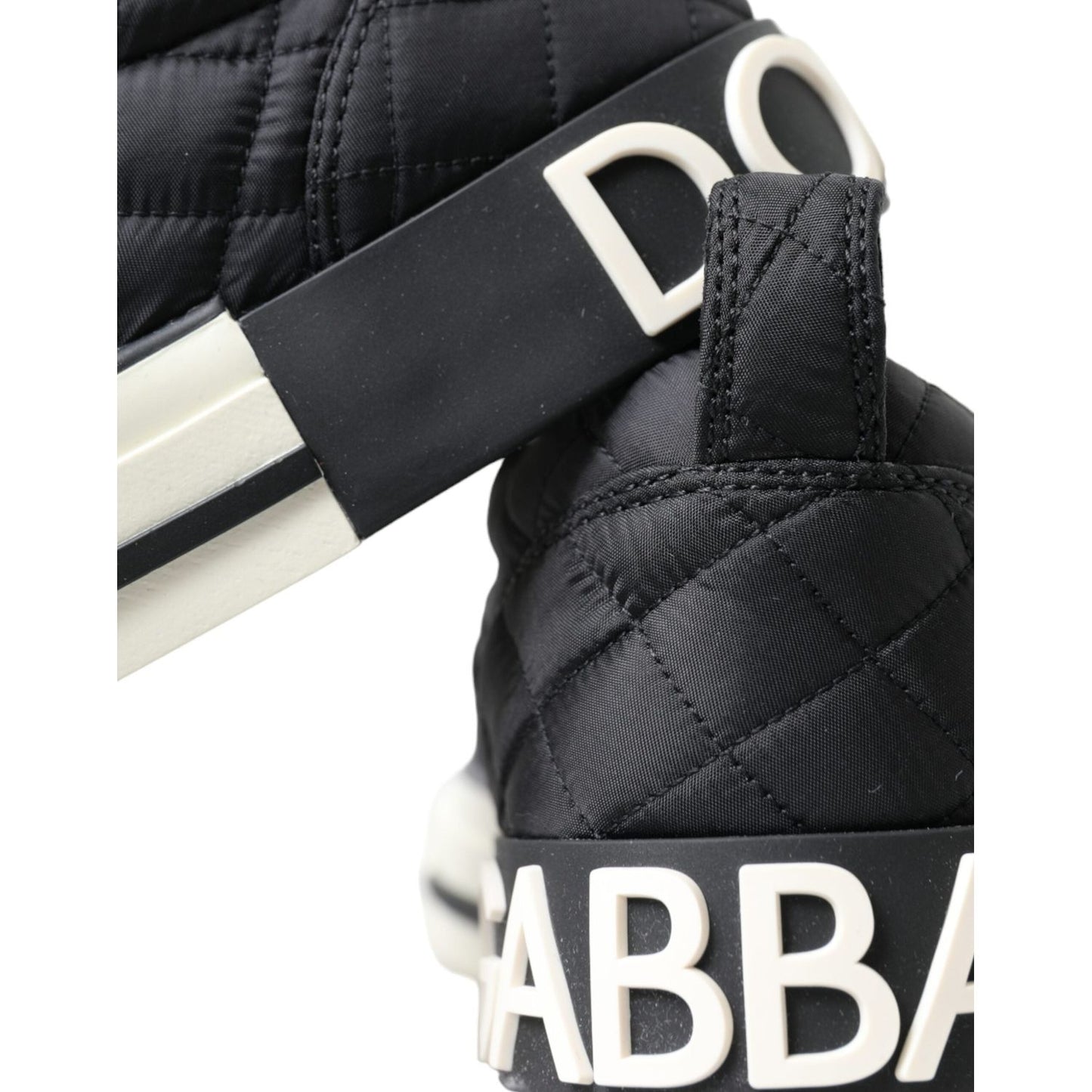 Dolce & Gabbana Black Quilted Slip On Low Top Sneakers Shoes LA10439-35