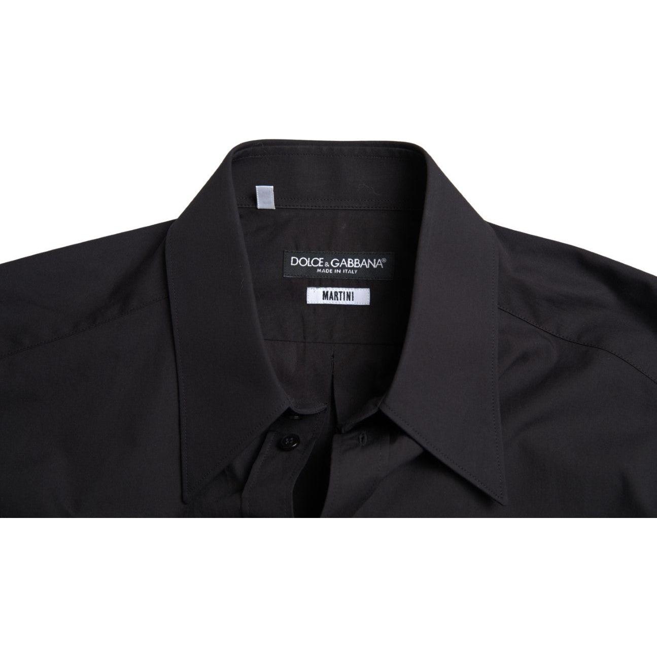 Dolce & Gabbana Black Cotton Men Long Sleeves MARTINI Shirt TSH84197-39