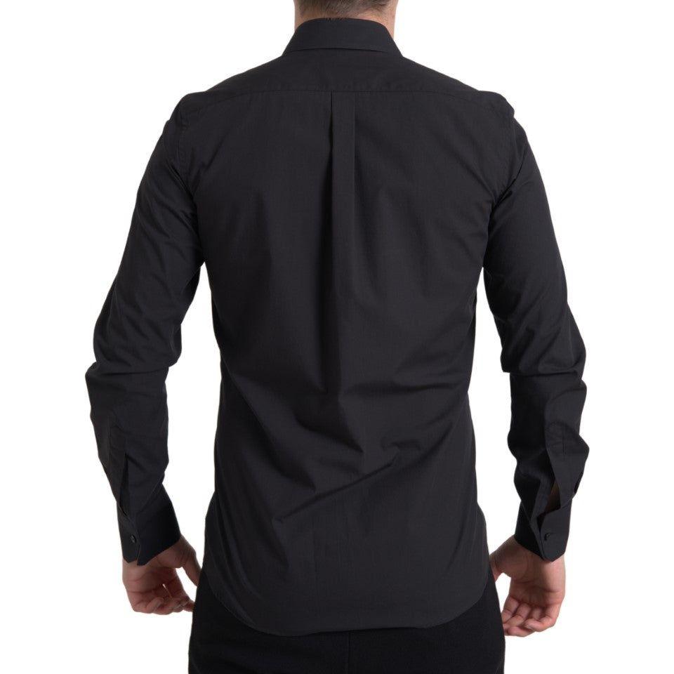 Dolce & Gabbana Black Cotton Men Long Sleeves MARTINI Shirt TSH84197-39