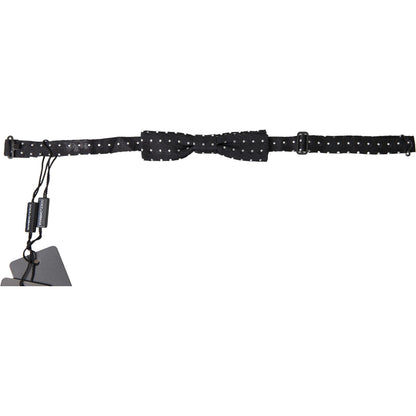 Dolce & Gabbana Black Polka Dot Silk Adjustable Men Neck Papillon Bow Tie