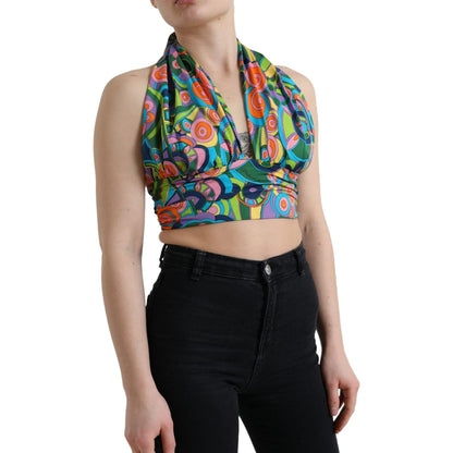 Dolce & Gabbana Multicolor Halter Sleeveless Cropped Tank Top