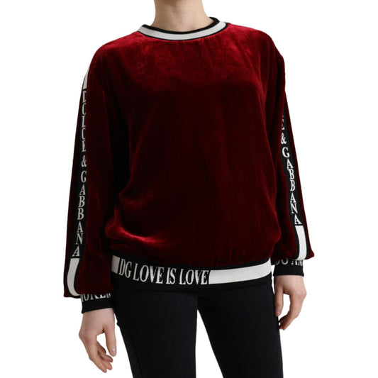 Dolce & Gabbana Bordeaux Velvet Crew Neck Pullover Sweater TSH84213-36