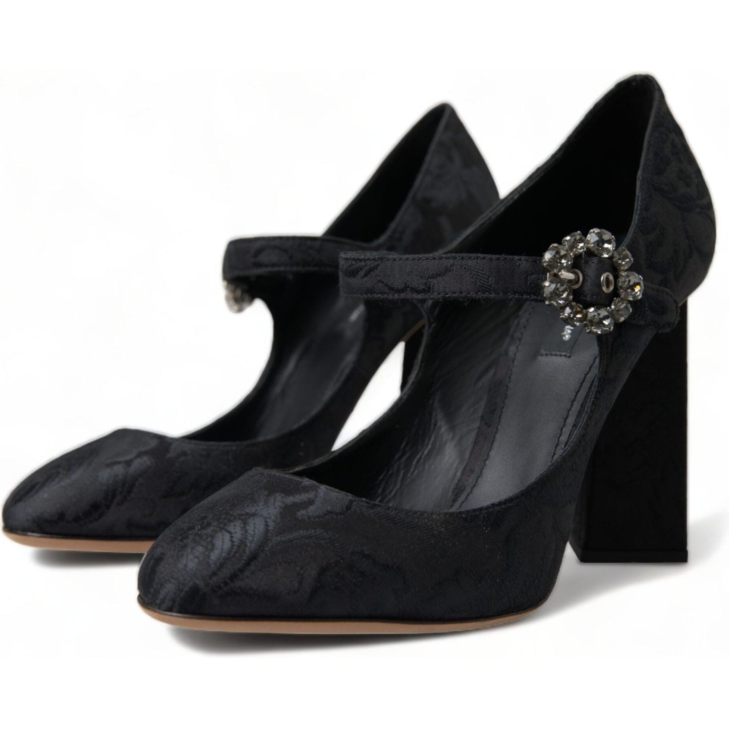 Dolce & Gabbana Black Brocade Mary Janes Heels Pumps Shoes LA10458-36.5