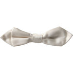 Dolce & Gabbana White Silk Slim Adjustable Neck Papillon Bow Tie FT3779