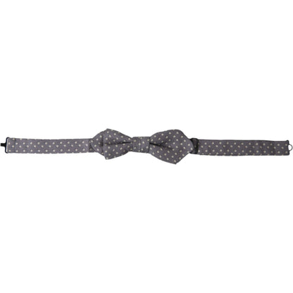 Dolce & Gabbana Gray Polka Dots Silk Adjustable Neck Papillon Bow Tie