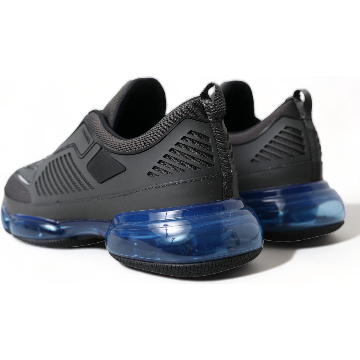 Prada Black Blue Rubber Knit Slip On Low Top Sneakers Shoes MV5214-40