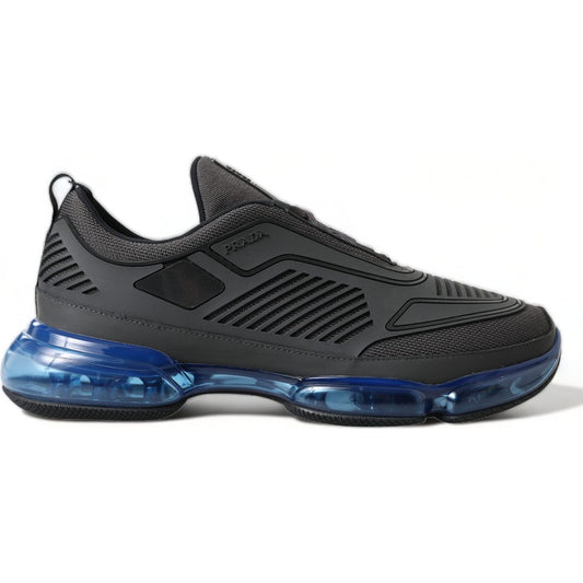 Prada Black Blue Rubber Knit Slip On Low Top Sneakers Shoes MV5214-40
