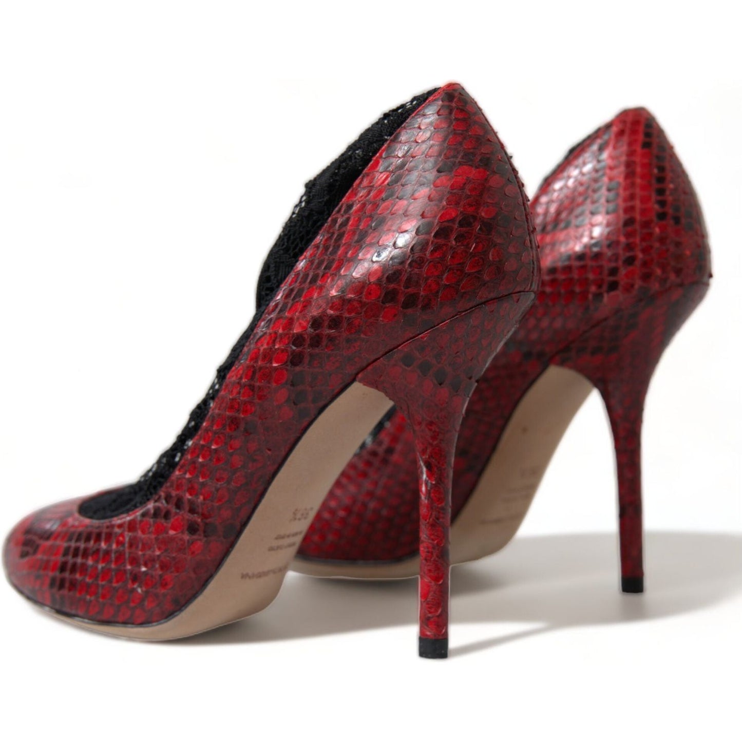Dolce & Gabbana Red Ayers Leather Lace Socks Pumps Shoes LA10477-36.5