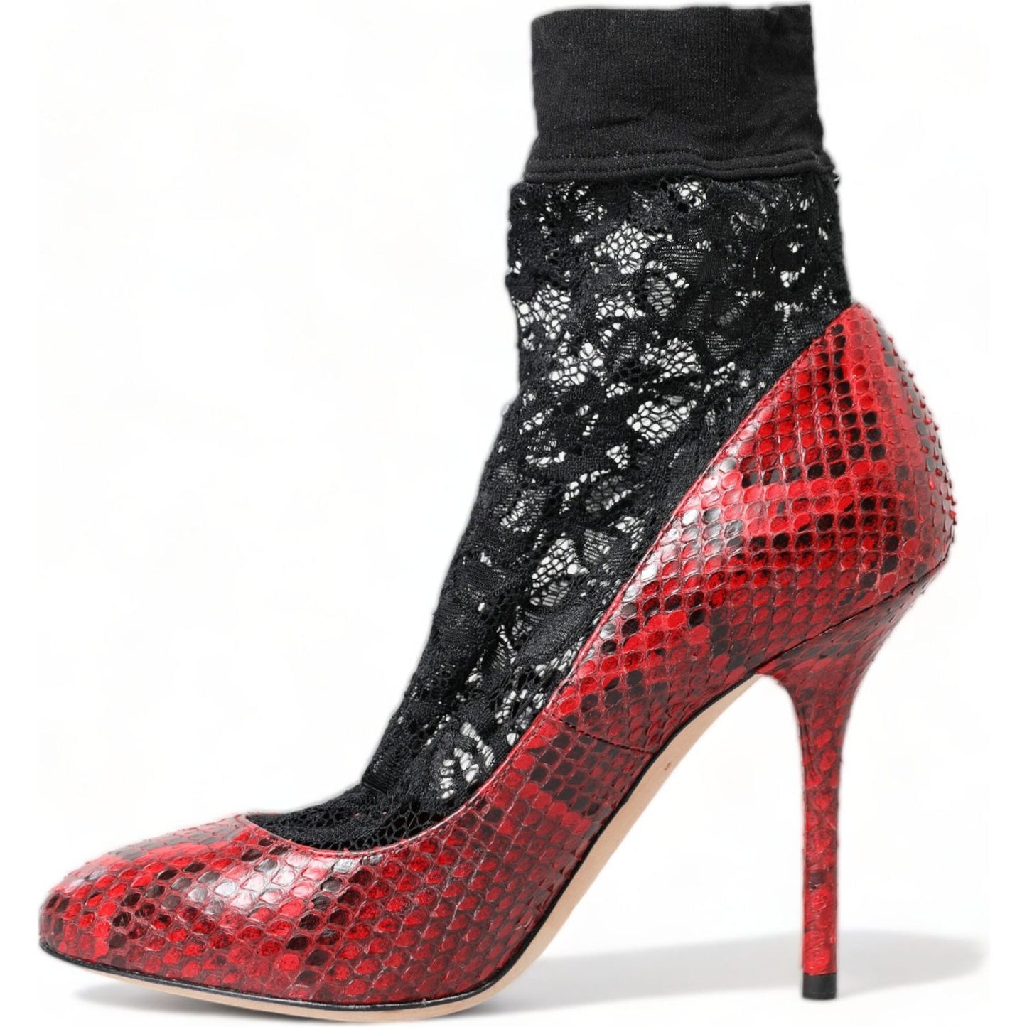 Dolce & Gabbana Red Ayers Leather Lace Socks Pumps Shoes LA10477-36.5