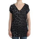 Cavalli Sultry Leopard V-Neck Modal Top Cavalli Tan