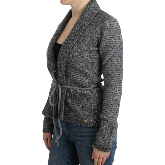 Cavalli Elegant Gray Wool Blend Cardigan 1728,5% Mohair,50% Nylon,67345645728,Cavalli,Clothing,Gray,IT44|L,Material: 45% Virgin Wool,New with tags,Sweaters - Women - Clothing,Women,Women - Clothing SIG12079-1