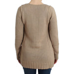 Cavalli Elegant Beige Knitted Crew Neck Sweater Cavalli Rosy Brown