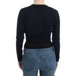 Cavalli Elegant Black Cropped Virgin Wool Cardigan Cavalli Dark Slate Gray
