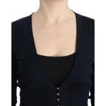 Cavalli Elegant Black Cropped Virgin Wool Cardigan Cavalli Black