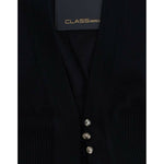 Cavalli Elegant Black Cropped Virgin Wool Cardigan Cavalli Black
