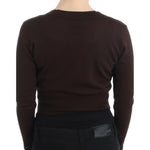 Cavalli Elegant Brown Virgin Wool Cropped Cardigan Cavalli Black