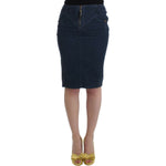 Cavalli Elegant Blue Pencil Skirt Cavalli Rosy Brown