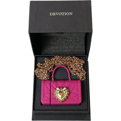 Dolce & Gabbana Pink Silicone Devotion Heart Bag Gold Chain Airpods Case