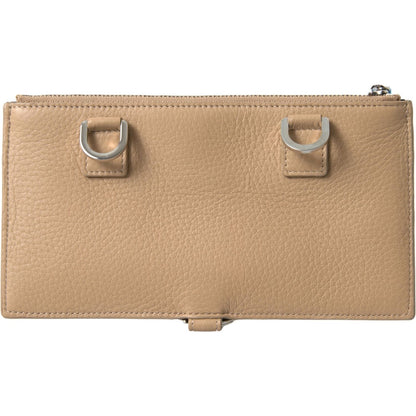 Dolce & Gabbana Beige Leather Shoulder Cardholder Shoulder Strap Wallet