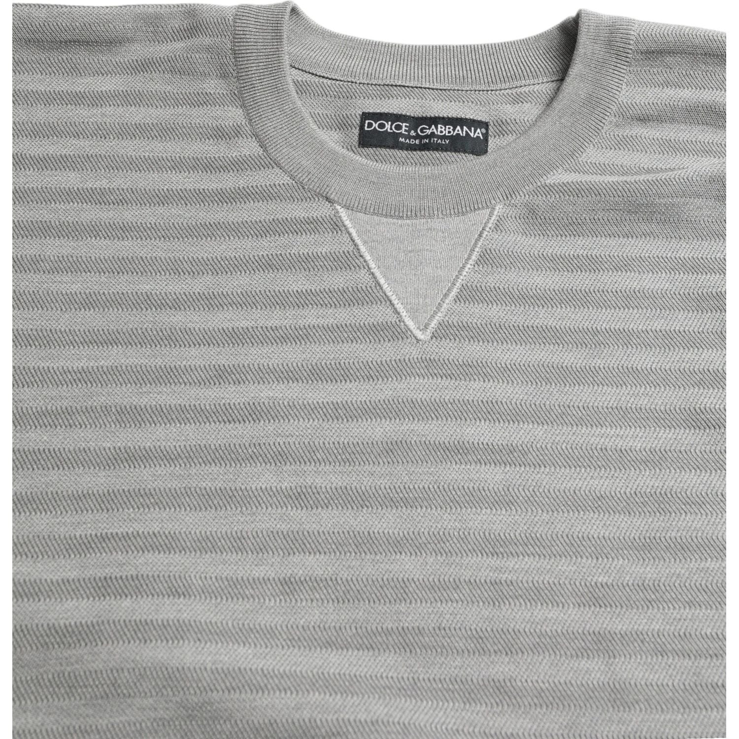 Dolce & Gabbana Gray Crewneck Pullover Silk Top Sweater