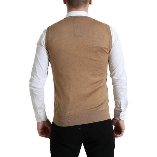 Dolce & Gabbana Brown Wool Sleeveless Pullover Sweater TSH84679-48