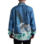 Dolce & Gabbana Blue Ocean Print Silk Collared Button Down Shirt TSH84736-42