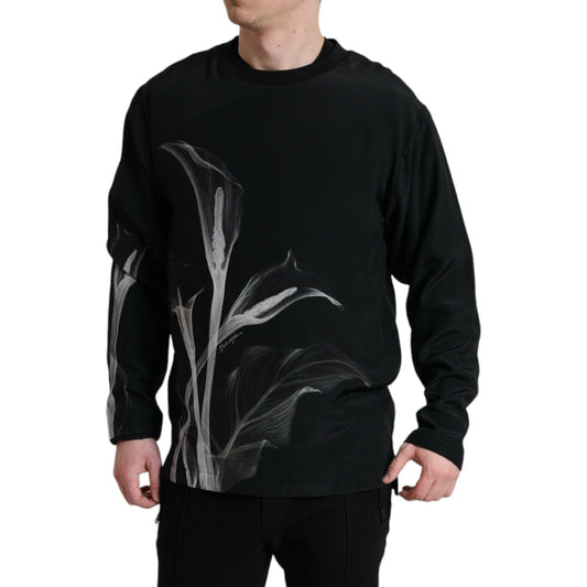 Dolce & Gabbana Black Floral Print Crewneck Pullover Sweater TSH84742-48