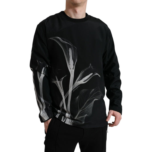 Dolce & Gabbana Black Floral Print Crewneck Pullover Sweater TSH84742-48