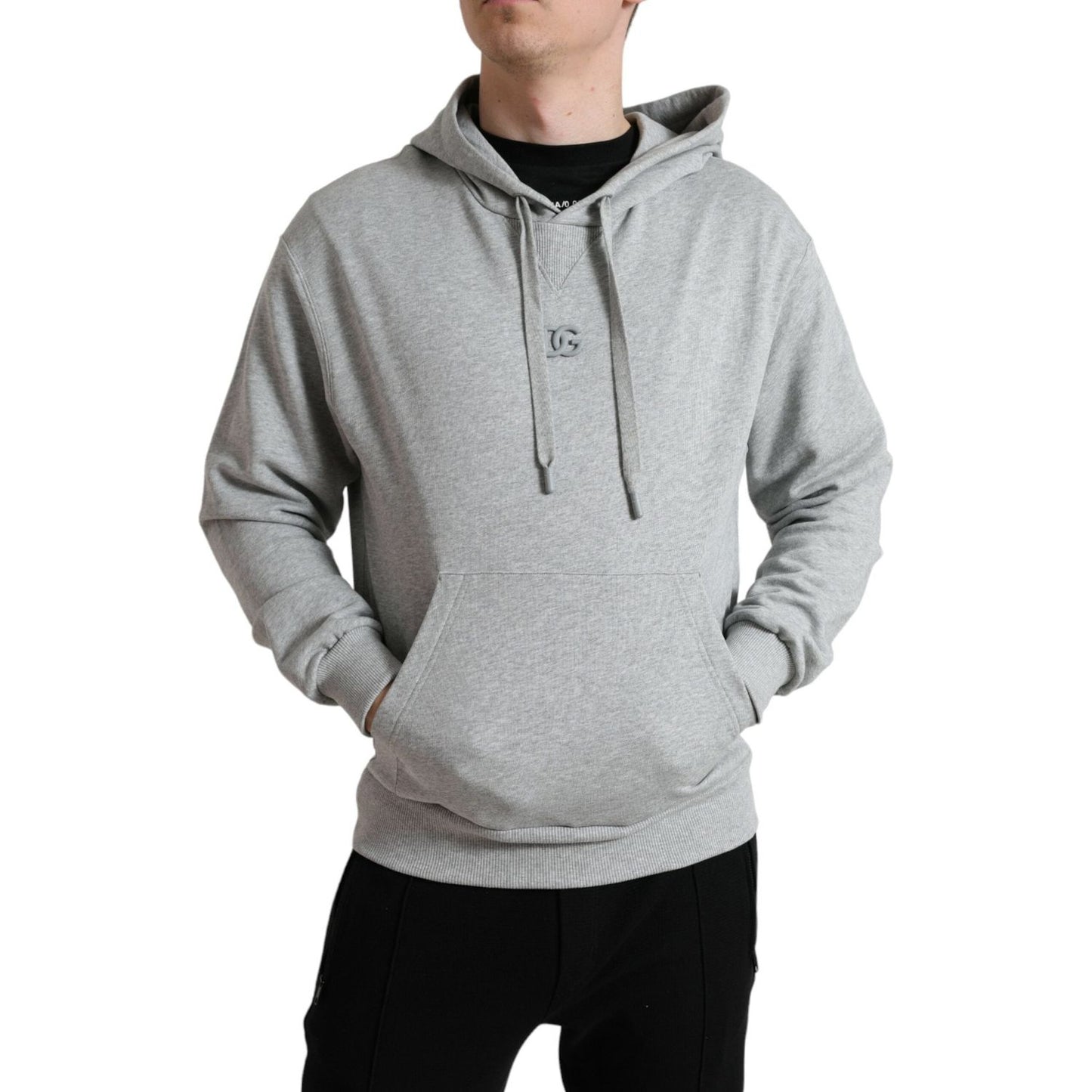 Dolce & Gabbana Gray Cotton Logo Hooded Sweatshirt Sweater TSH84747-42