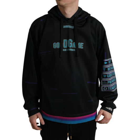 Dolce & Gabbana Black Logo Print Hooded Sweatshirt Sweater TSH84749-58
