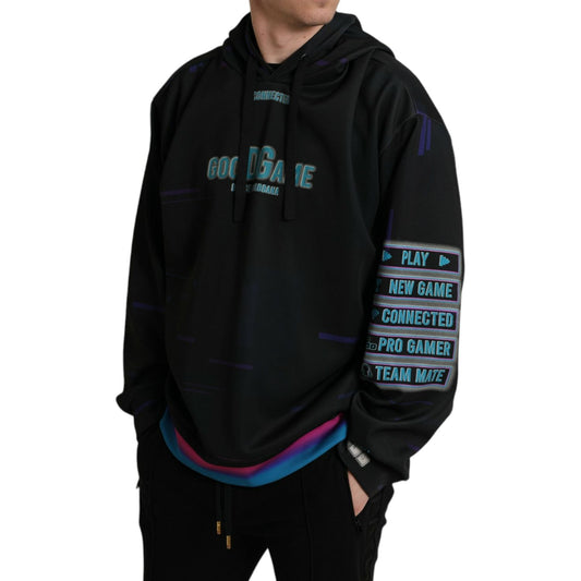 Dolce & Gabbana Black Logo Print Hooded Sweatshirt Sweater TSH84749-58