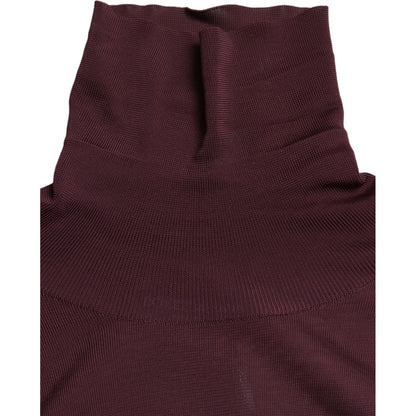 Dolce & Gabbana Maroon Viscose Turtleneck Pullover Sweater