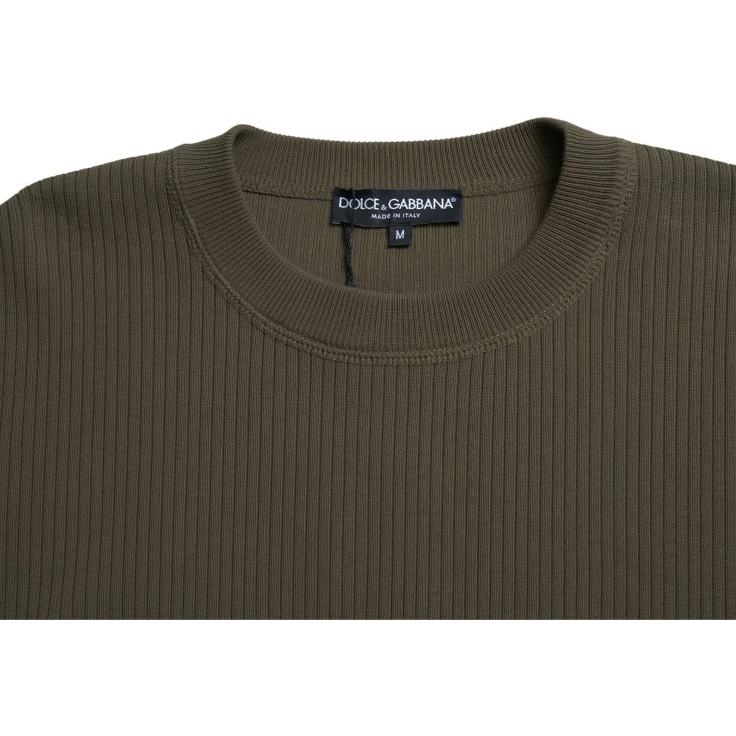 Dolce & Gabbana Green Cotton Crew Neck Men Pullover Sweater TSH84758-48