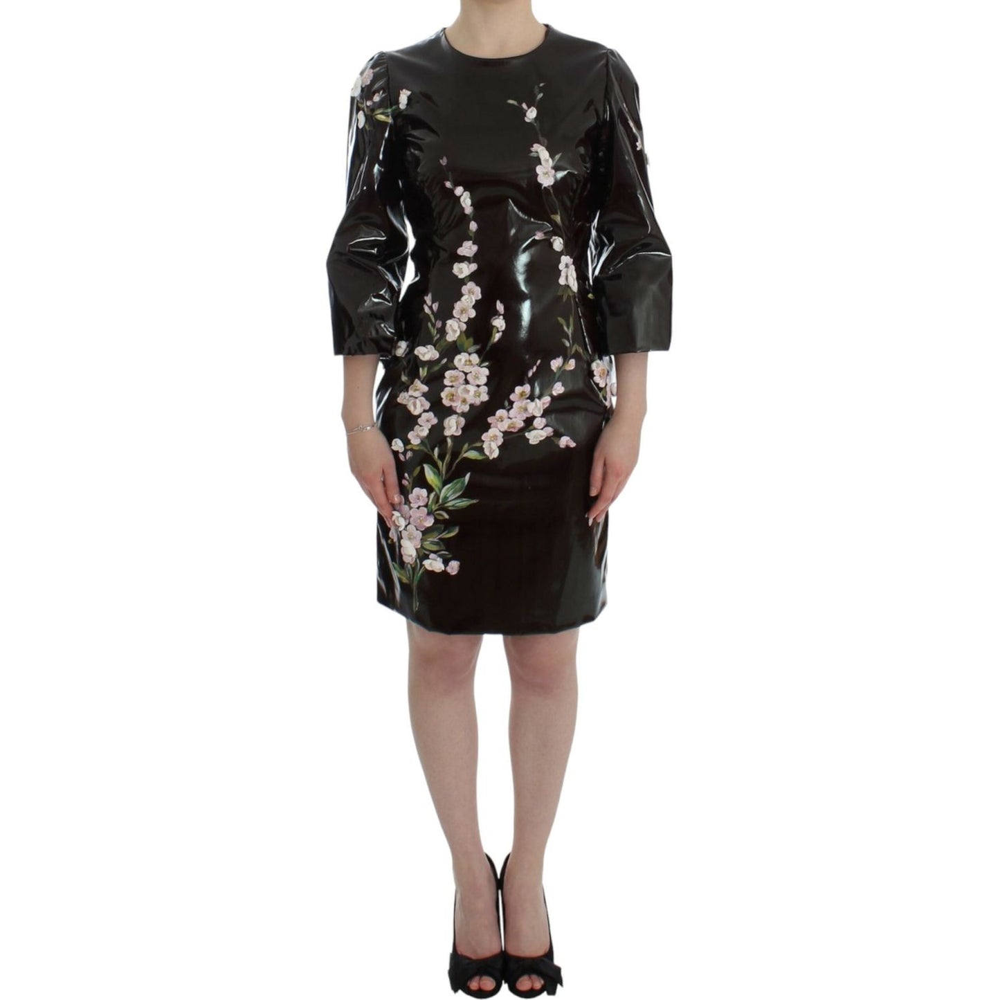 Dolce & Gabbana Black floral 3/4 Sleeve sheath dress SIG12494-1