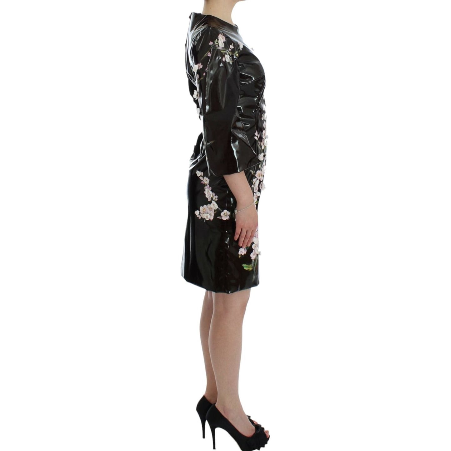 Dolce & Gabbana Black floral 3/4 Sleeve sheath dress SIG12494-1