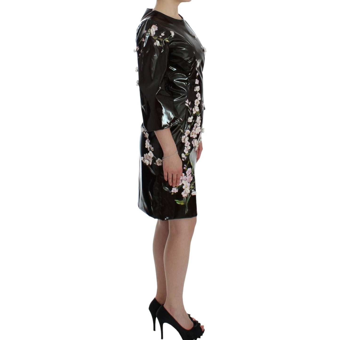 Dolce & Gabbana Black floral 3/4 Sleeve sheath dress SIG12494-1