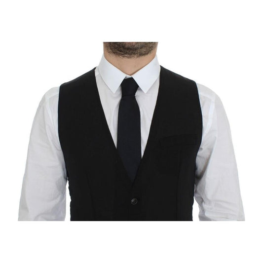Dolce & Gabbana Black Wool Formal Dress Vest Gilet Jacket VES10037-1