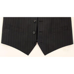Dolce & Gabbana Black Striped Wool Silk Dress Vest Gilet VES10030-1