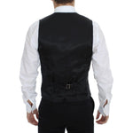Dolce & Gabbana Black Striped Wool Silk Dress Vest Gilet VES10030-1