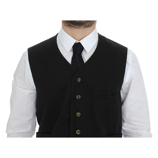 Dolce & Gabbana Black Cotton Blend Dress Vest Gilet VES10022-3