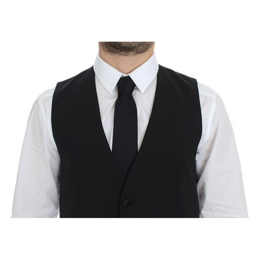 Dolce & Gabbana Black Wool Silk Stretch Dress Vest Blazer VES10054-1