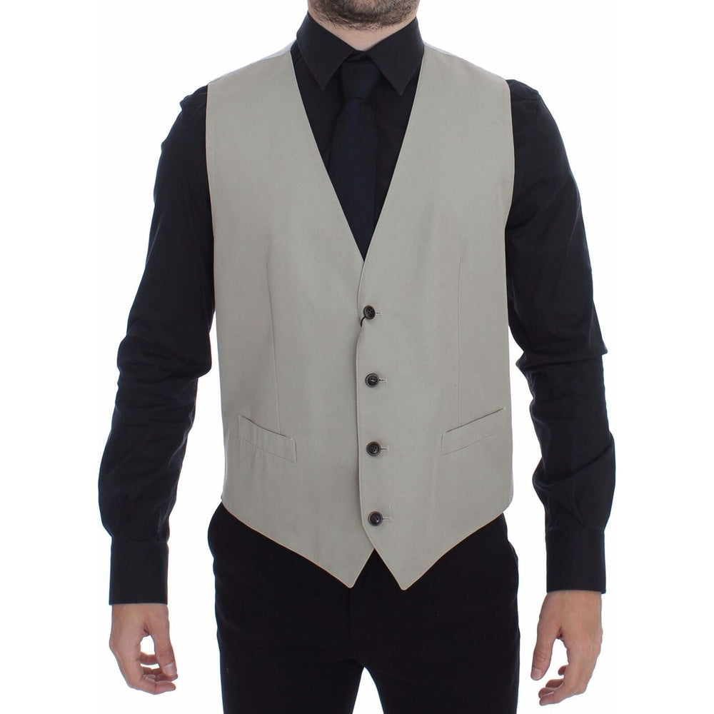 Dolce & Gabbana Elegant Beige Cotton Silk Dress Vest Dolce & Gabbana Rosy Brown