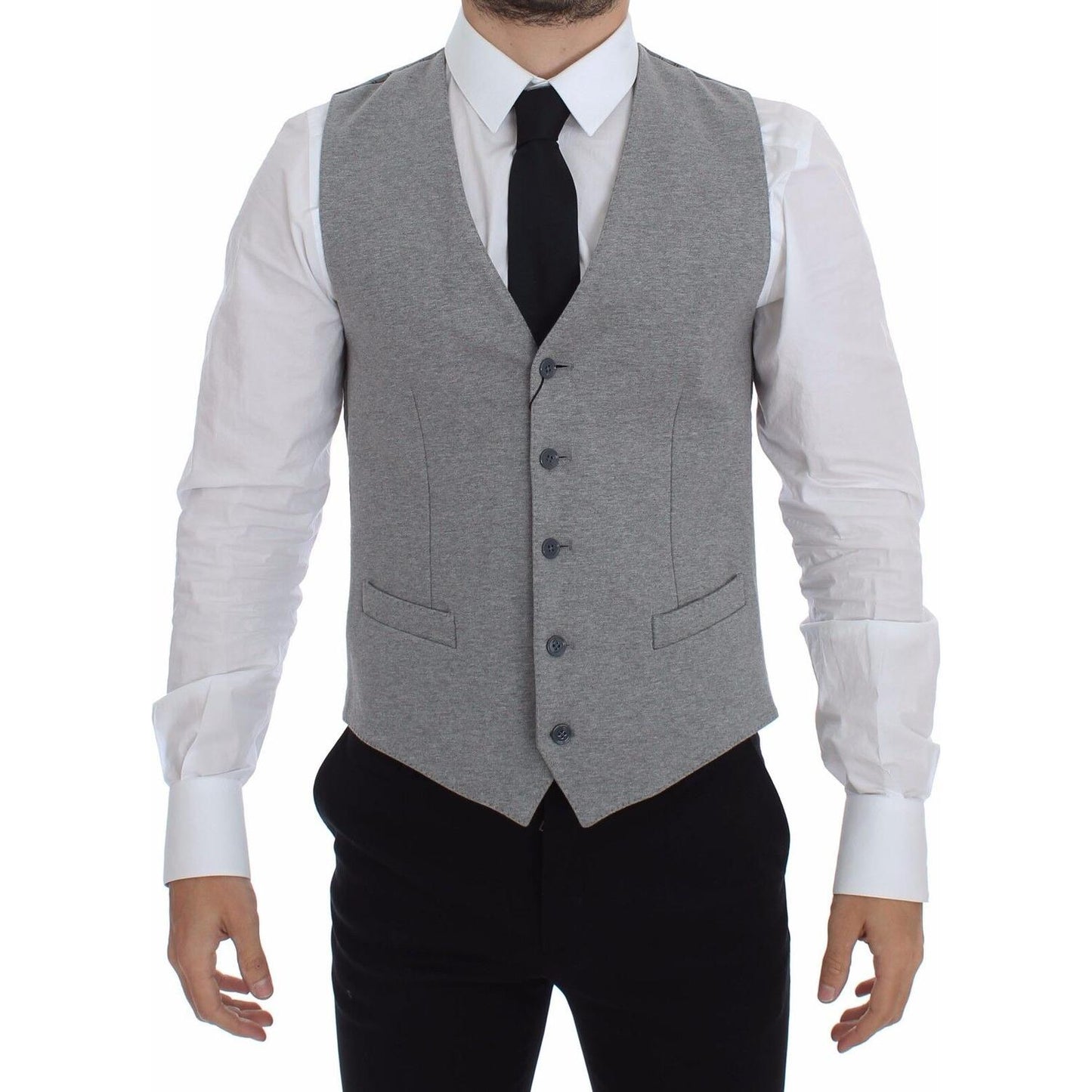 Dolce & Gabbana Gray Cotton Stretch Dress Vest Blazer VES10078-1