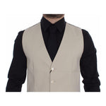 Dolce & Gabbana Elegant Beige Cotton Blend Dress Vest Dolce & Gabbana Dark Gray