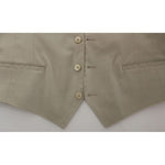 Dolce & Gabbana Elegant Beige Cotton Blend Dress Vest Dolce & Gabbana Slate Gray