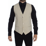 Dolce & Gabbana Elegant Beige Cotton Blend Dress Vest Dolce & Gabbana Gray