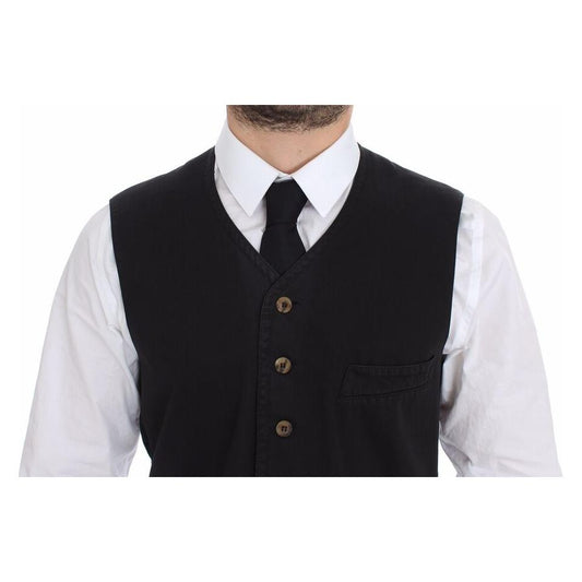 Dolce & Gabbana Black Cotton Viscose Dress Vest Blazer VES10076-4