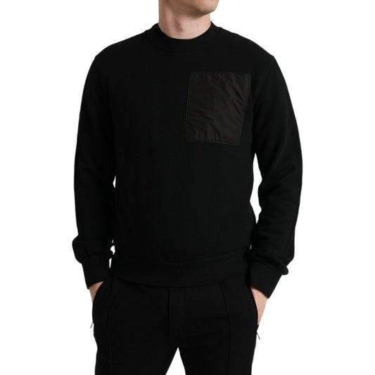 Dolce & Gabbana Black Cotton Crew Neck Men Pullover Sweater TSH84775-50